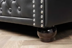 Chesterfield 3-Sitzer Sofa 205cm schwarz Nietenbesatz Federkern