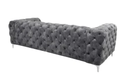 Chesterfield 3-Sitzer Sofa MODERN BAROCK 235cm dunkelgrau Samt Federkern Metallfüße