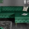 Chesterfield 3-Sitzer Sofa MODERN BAROCK 235cm smaragdgrün Samt Federkern gold Metallfüße