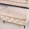 Chesterfield Sitzhocker MODERN BAROCK 90cm champagner Samt Fußhocker