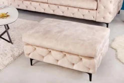 Chesterfield Sitzhocker MODERN BAROCK 90cm champagner Samt Fußhocker