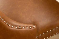 Chesterfield Stuhl CASTLE braun Kunstleder schwarz Massivholz mit Komfortgriff