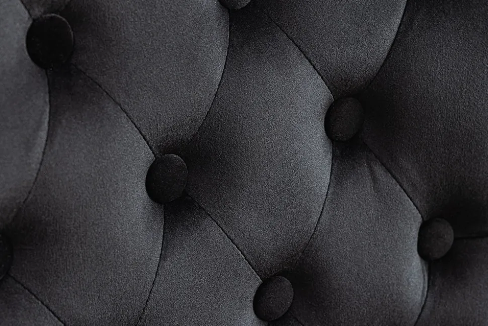 Chesterfield Stuhl CASTLE schwarz Samt Gummiholz Ziernieten