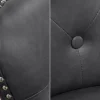 Chesterfield Stuhl CASTLE schwarz Kunstleder Massivholz mit Komfortgriff
