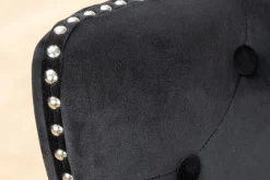 Chesterfield Stuhl CASTLE schwarz Samt Massivholz Ziernieten mit Komfortgriff