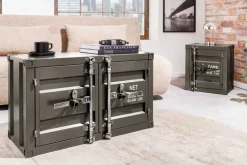 Container-Schrank GLOBETROTTER 80cm anthrazit Metall Couchtisch mit Flügeltüren Kommode