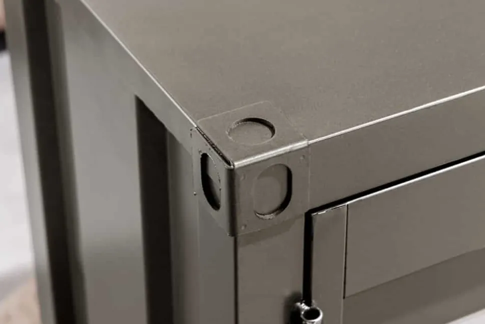 Container-Schrank GLOBETROTTER 80cm anthrazit Metall Couchtisch mit Flügeltüren Kommode
