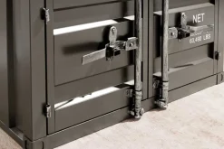 Container-Schrank GLOBETROTTER 80cm anthrazit Metall Couchtisch mit Flügeltüren Kommode
