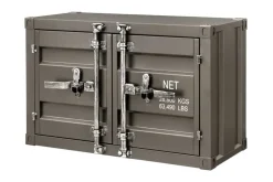 Container-Schrank GLOBETROTTER 80cm anthrazit Metall Couchtisch mit Flügeltüren Kommode