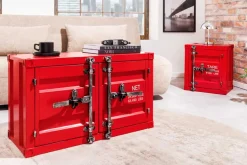 Container-Schrank GLOBETROTTER 80cm rot Metall Couchtisch mit Flügeltüren Kommode