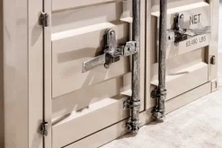Container-Schrank GLOBETROTTER 80cm greige Metall Couchtisch mit Flügeltüren Kommode