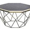 Couchtisch DIAMOND 70cm schwarz weiß messing Mosaik Kunsthandwerk