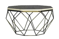 Couchtisch DIAMOND 70cm schwarz weiß messing Mosaik Kunsthandwerk