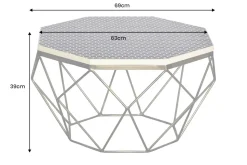Couchtisch DIAMOND 70cm schwarz weiß messing Mosaik Kunsthandwerk