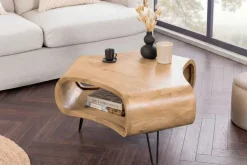 Couchtisch ORGANIC LIVING 70cm natur cream finish Mangoholz mit Hairpin Legs