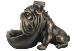Deko-Figur BULLDOG 30cm bronze mit Ablagefach handmade