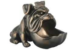 Deko-Figur BULLDOG 30cm bronze mit Ablagefach handmade