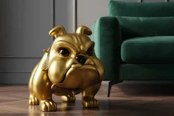Deko-Figur BULLDOG 70cm gold handmade Hunde-Skulptur