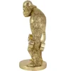 Deko-Figur KING APE 35cm gold Gorilla mit Hanteln handmade