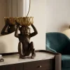 Deko-Figur MONKEY 50cm schwarz gold Affe mit Schale handmade