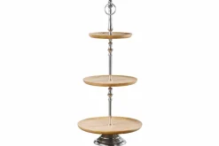 Dekorative Etagere PURE NATURE 68cm silber Mangoholz handmade drei Etagen