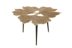 Dekorativer Couchtisch GINKGO LEAFS 75cm gold handmade Metall