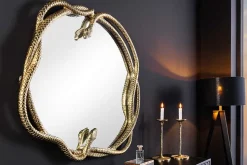 Dekorativer Spiegel SNAKE L 50cm gold Metall Schlangen-Skulptur