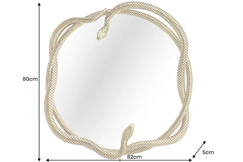 Dekorativer Spiegel SNAKE XL 85cm gold Metall Schlangen-Skulptur
