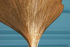 Dekorative Skulptur GINKGO LEAF 44cm gold handmade Metall mit Marmorsockel