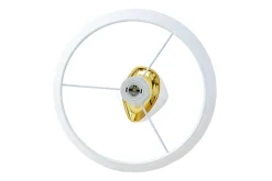 Dekorative Tischlampe STONES OF ZEN 70cm weiß gold mit Stoffschirm rund