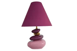 Dekorative Tischlampe STONES OF ECSTASY 60cm pink rosa gold mit Stoffschirm rund