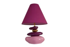 Dekorative Tischlampe STONES OF ECSTASY 60cm pink rosa gold mit Stoffschirm rund