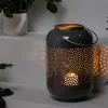 Deko Windlicht CANDLELIGHT 30cm grau Metall handmade Laterne