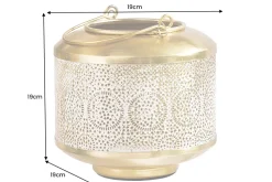 Deko Windlicht ORIENT 20cm gold Metall mit Patina handmade Laterne