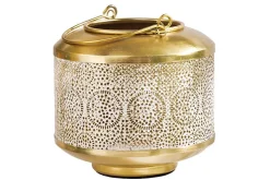 Deko Windlicht ORIENT 20cm gold Metall mit Patina handmade Laterne