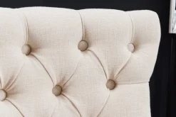 Design Barhocker CASTLE beige schwarz Strukturstoff mit Lehne Holz Chesterfield