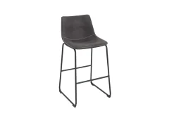 Design Barhocker DJANGO vintage grau Microfaser mit Lehne Eisengestell schwarz