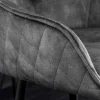 Design Barhocker EUPHORIA grau Samt schwarze Metallbeine Barstuhl mit Lehne