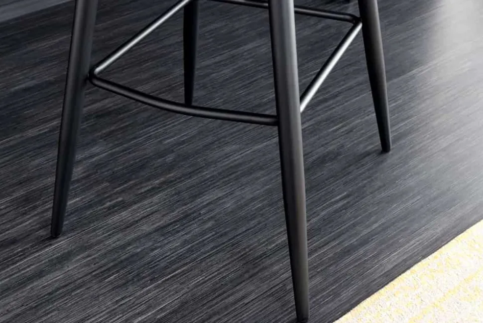 Design Barhocker EUPHORIA grau Samt schwarze Metallbeine Barstuhl mit Lehne
