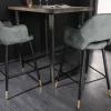Design Barhocker PARIS grün Samt mit Lehne Metall schwarz gold Ziersteppung
