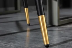 Design Barhocker PARIS petrol Samt Ziersteppung Fußkappen gold mit Armlehnen