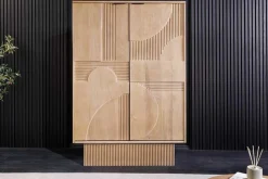 Design Barschrank ART DECO 140cm weiß gekälkt Mangoholz 3D-Front
