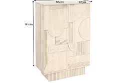 Design Barschrank ART DECO 140cm weiß gekälkt Mangoholz 3D-Front