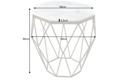 Design Beistelltisch DIAMOND 50cm weiß Marmor messing Metall