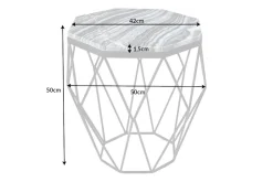 Design Beistelltisch DIAMOND 50cm grau Marmor schwarz Metall