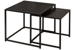 Design Beistelltische 2er Set SLIM LINE 50cm Esche schwarz Industrial Stil