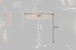 Design Beistelltisch EXTRAVAGANCIA 60cm Mangoholz massiv rund Metall Säulenfuß silber