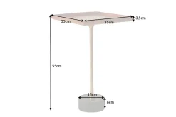 Design Beistelltisch TRAYFUL 55cm natur Akazie Massivholz schwarzer Marmorfuß gold Metall