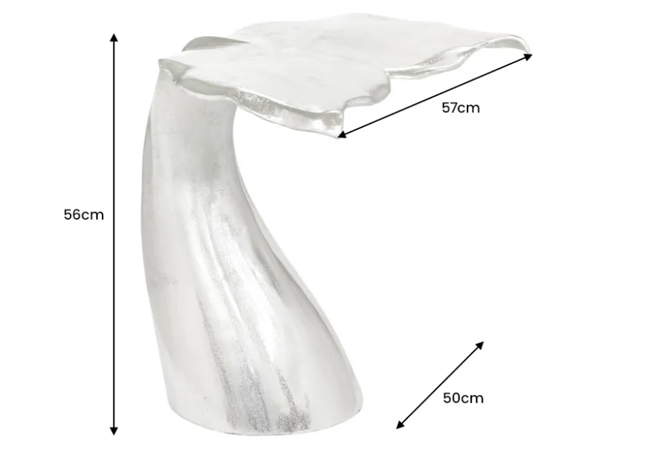 Design Beistelltisch WILDLIFE Walflosse 60cm silber Metall handmade