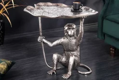 Design Beistelltisch WILDLIFE MONKEY 60cm silber Metall handmade